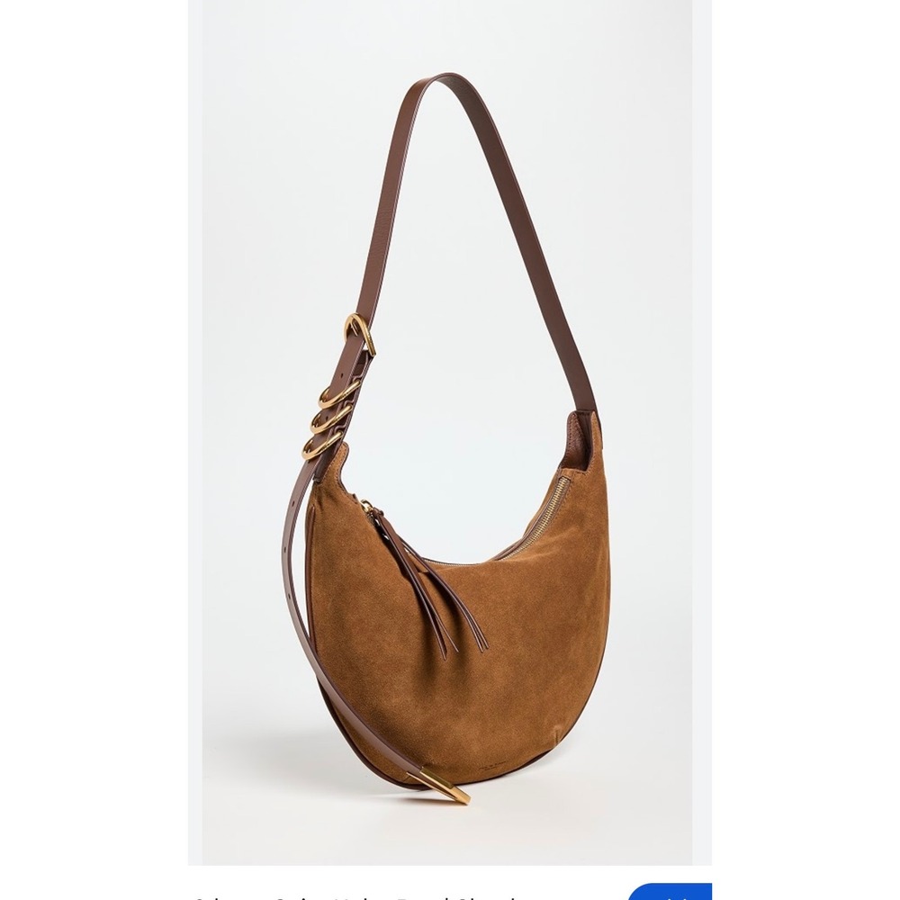 Rag & Bone Suede Spiro Hobo Bag Tobacco Brown Gold Shoulder Bag